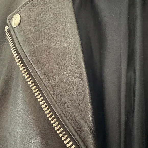 Acne Black Leather Jacket - Mock Style